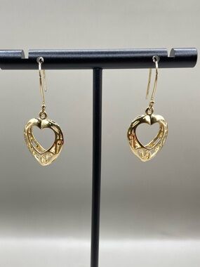 Dyadema Gold Vermeil Ornate Scroll Open Heart Earrings